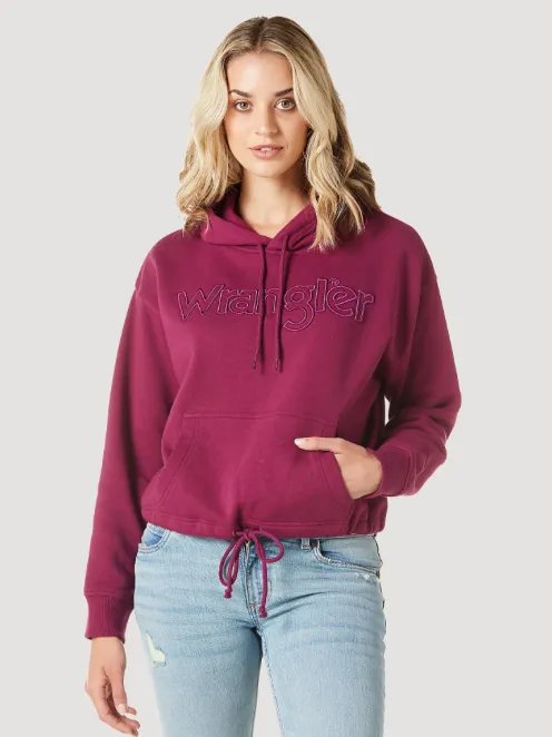 112335658 - Wrangler Women’s Retro Logo Cinched Hoodie - Magenta