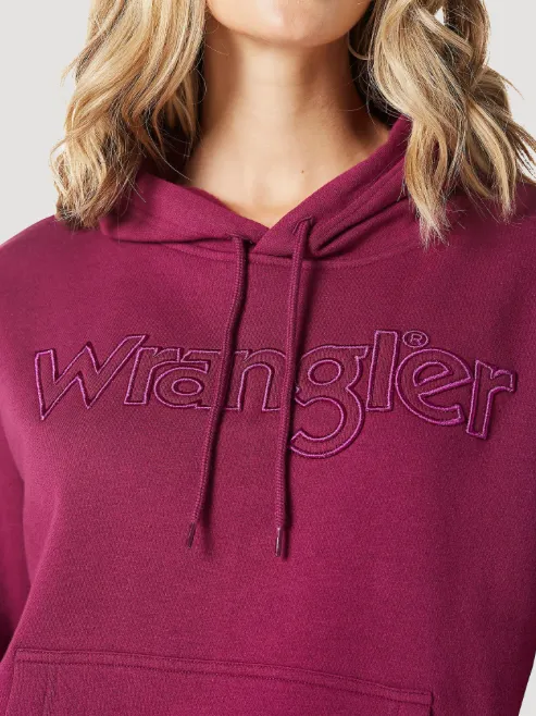 112335658 - Wrangler Women’s Retro Logo Cinched Hoodie - Magenta