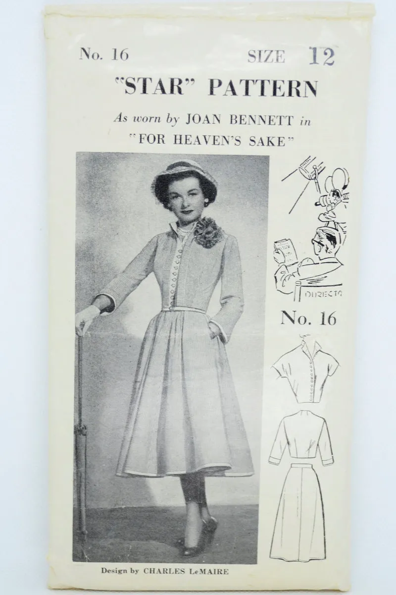 1950 Designer Charles LeMaire Star 16 Vintage Sewing Pattern Joan Bennett