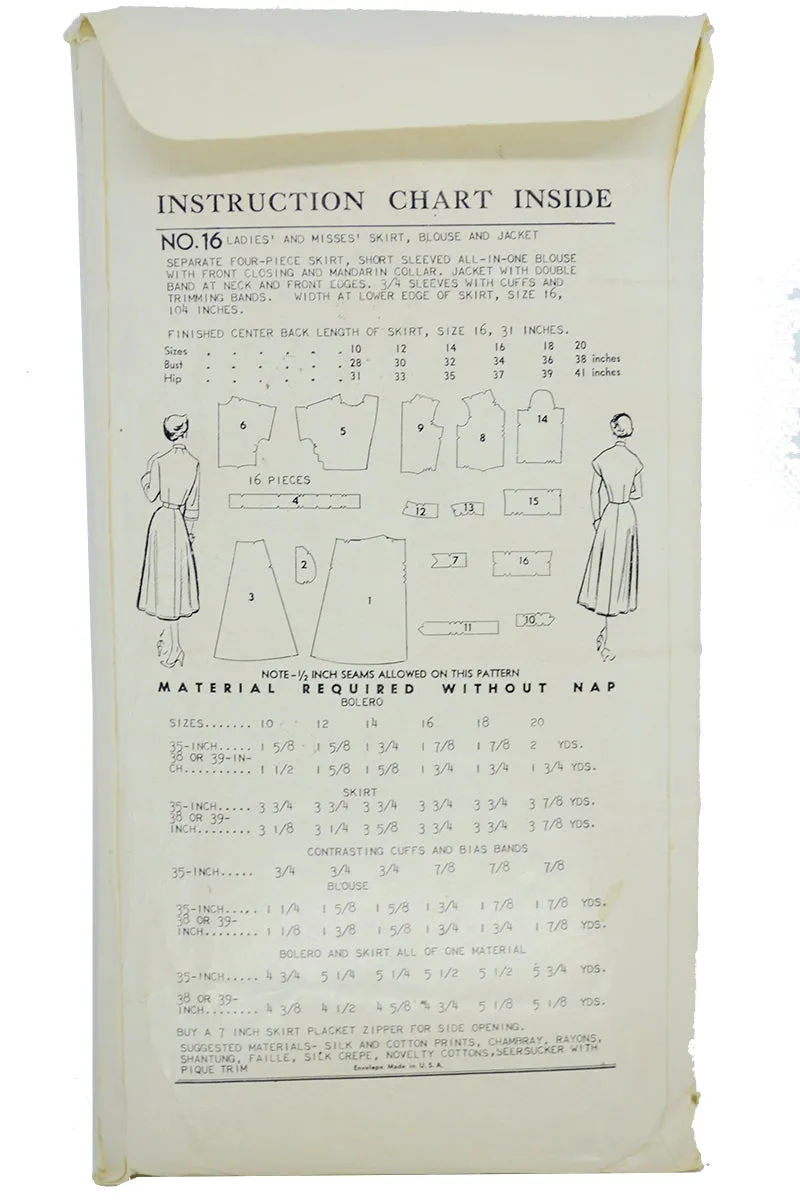 1950 Designer Charles LeMaire Star 16 Vintage Sewing Pattern Joan Bennett