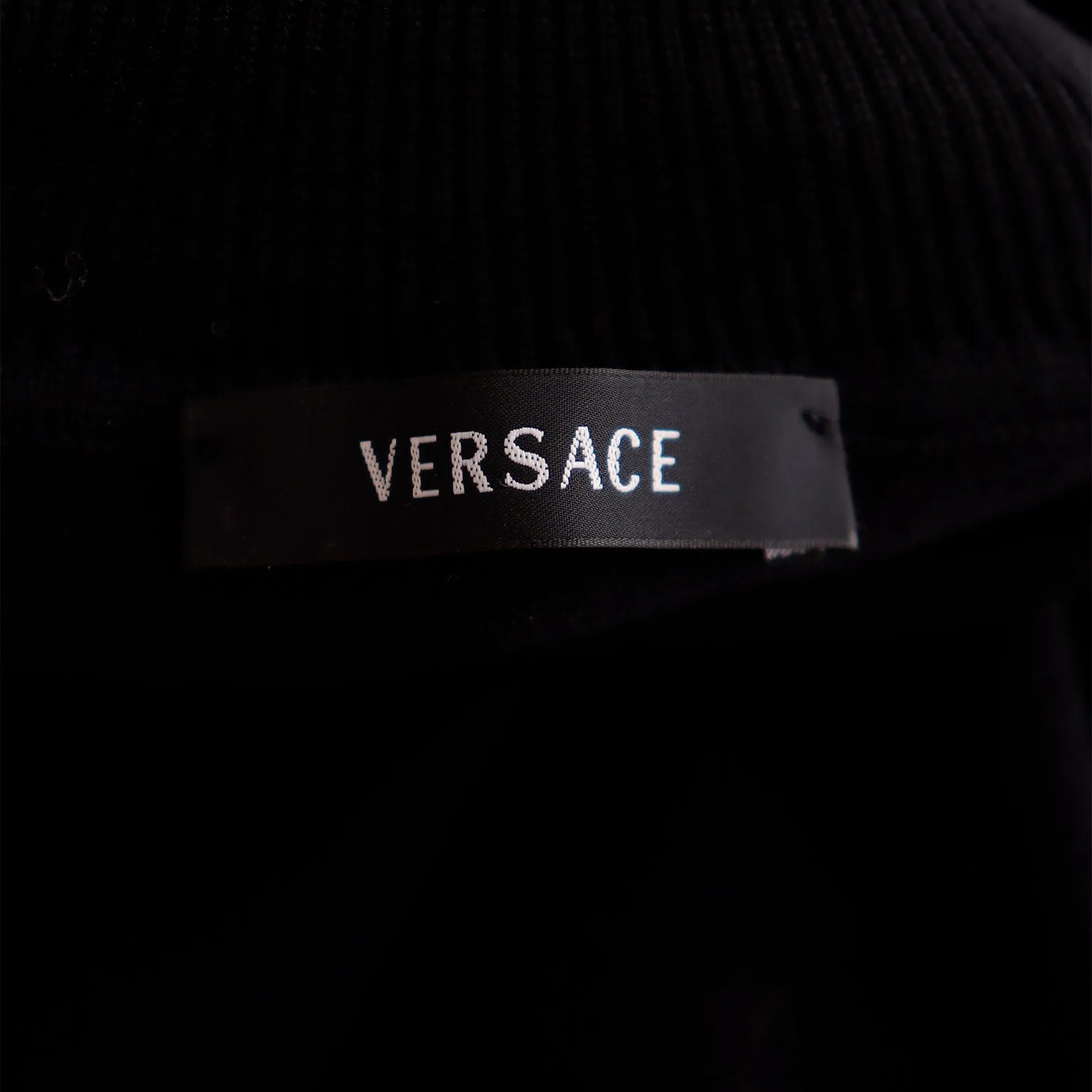 2008 Versace Black Knit Bodycon Dress W Raised Stitch Detail