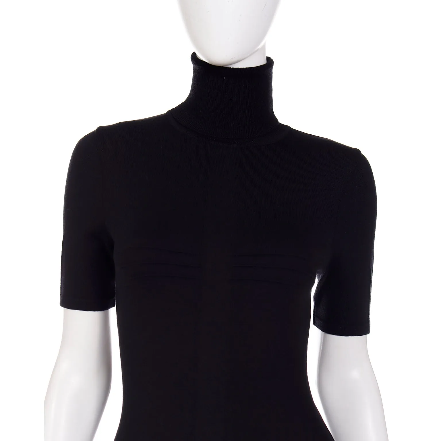 2008 Versace Black Knit Bodycon Dress W Raised Stitch Detail