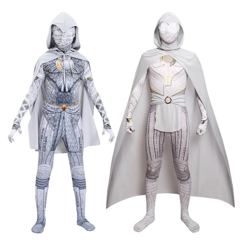 2022 Moon Knight Kids Cosplay Costume Boys Marc Spector Jumpsuit Cloak Holloween Party Suit