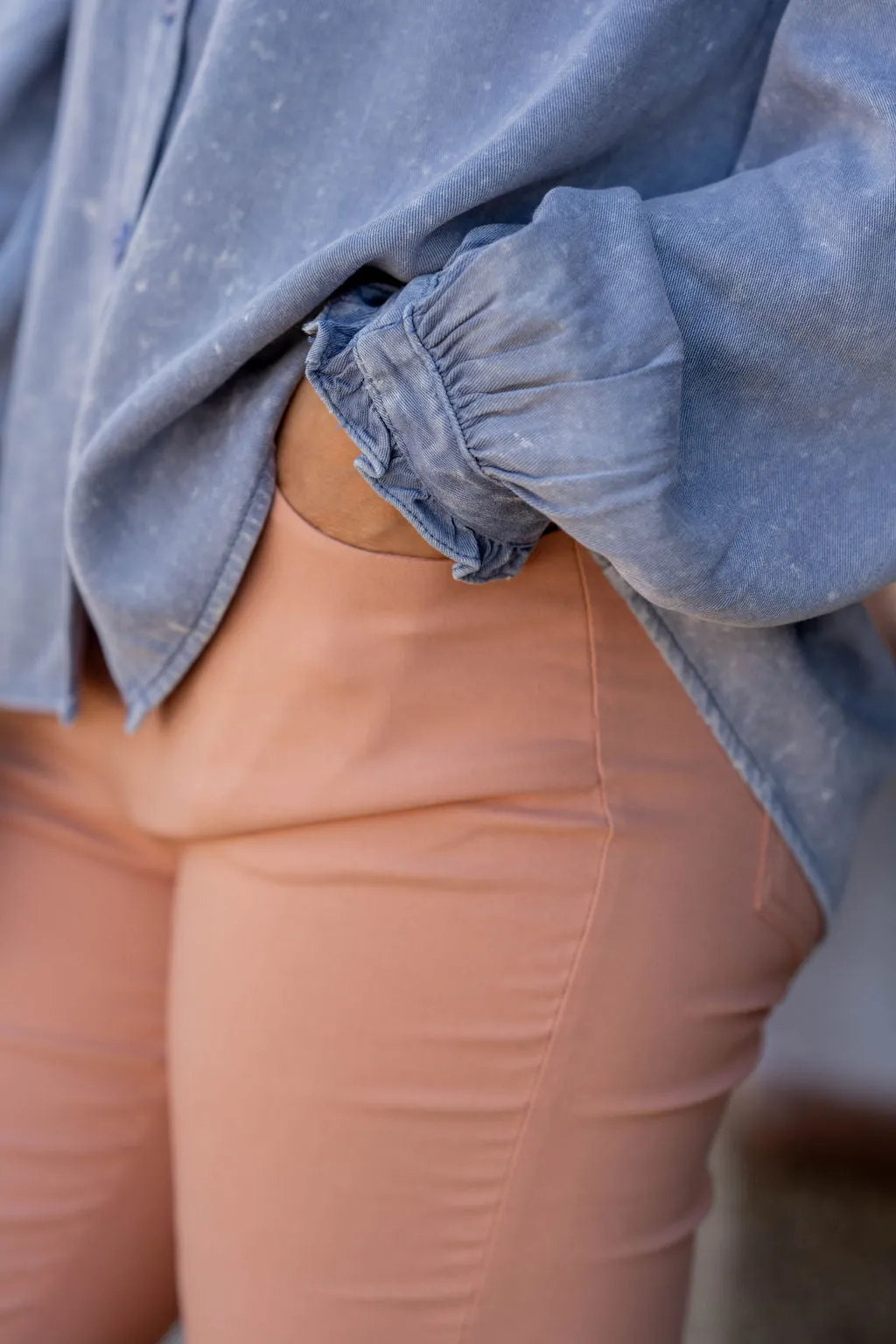 Acid Washed Chambray Button Up