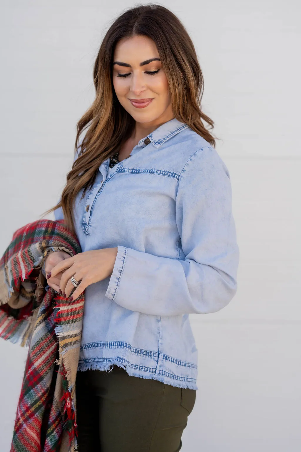 Acid Washed Denim Blouse