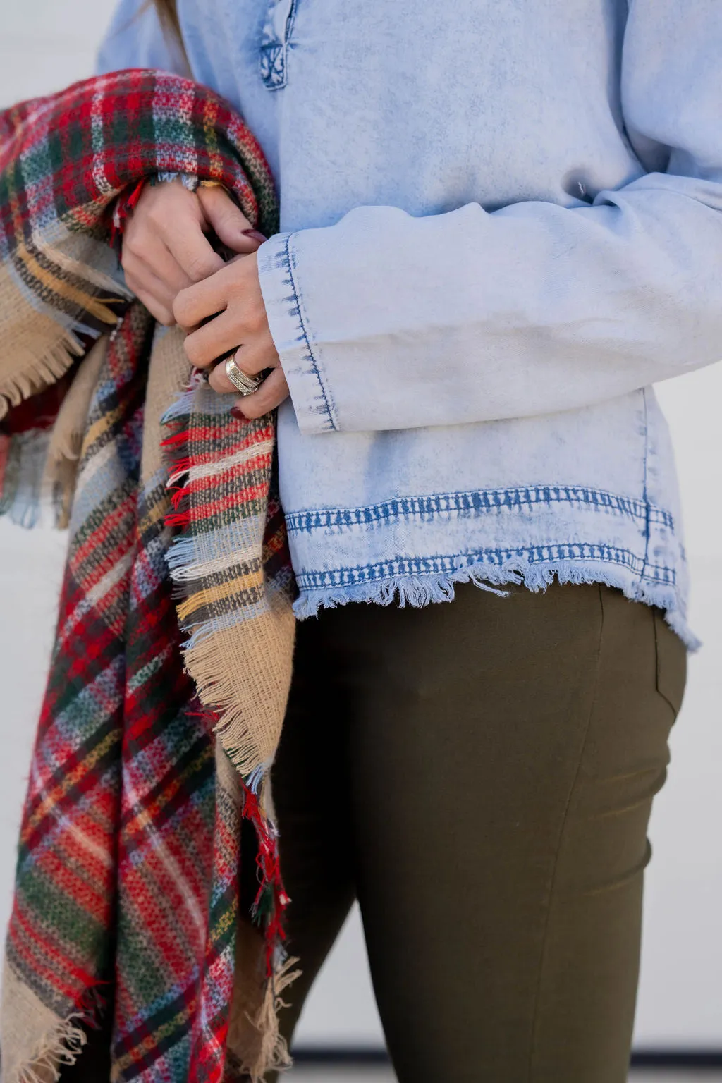 Acid Washed Denim Blouse