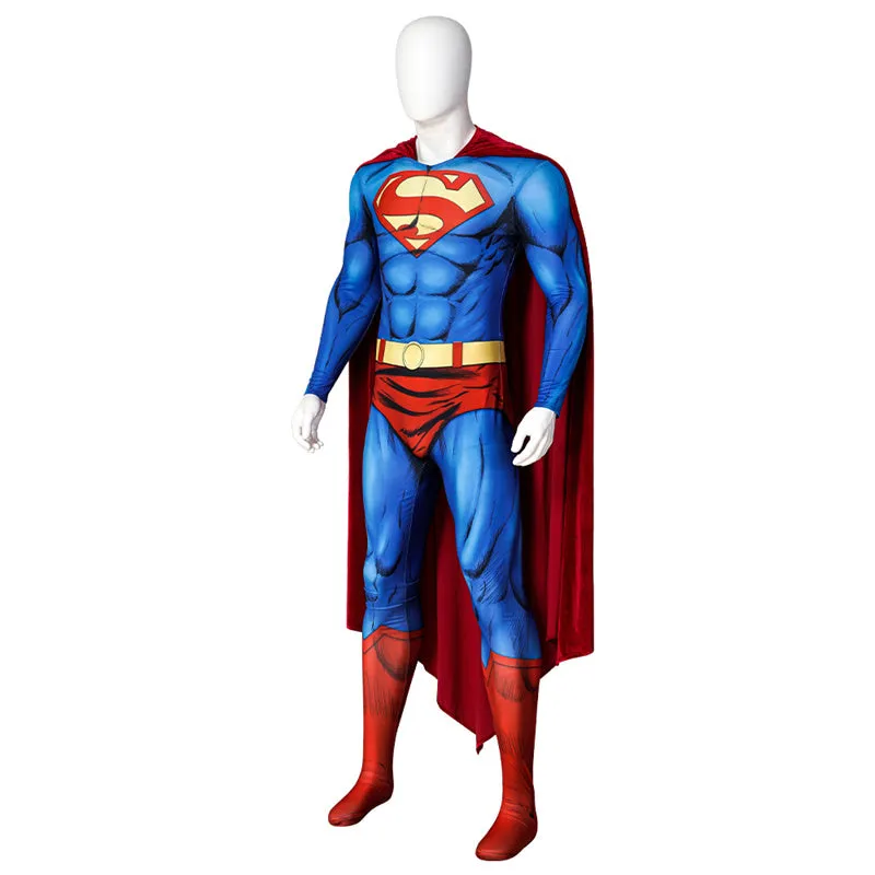 Action Comics Superman Cosplay Costume Superhero Superman Clark Kent Jumpsuit Cape Suit