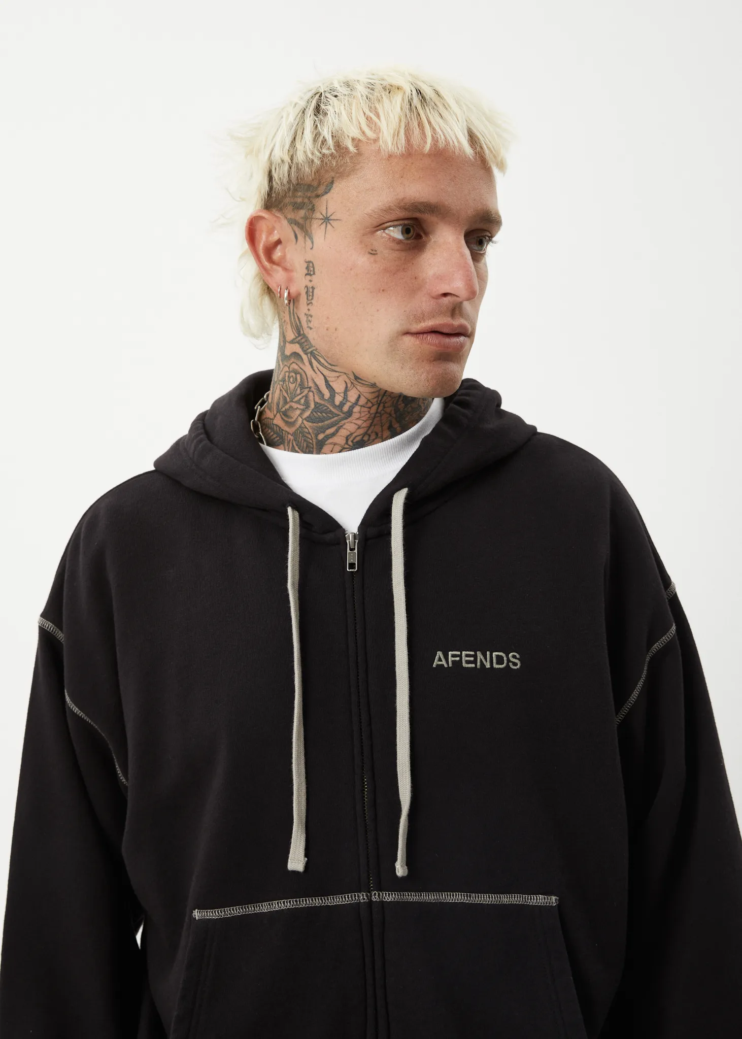 AFENDS Mens Burner - Zip Hood - Black