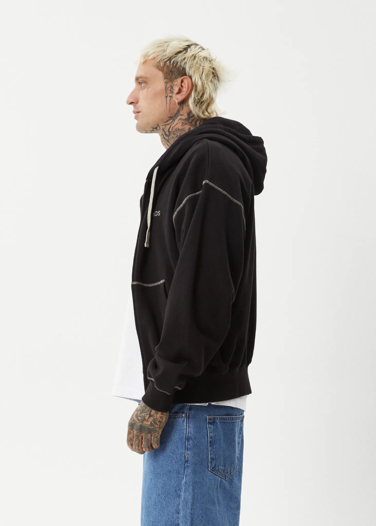 AFENDS Mens Burner - Zip Hood - Black