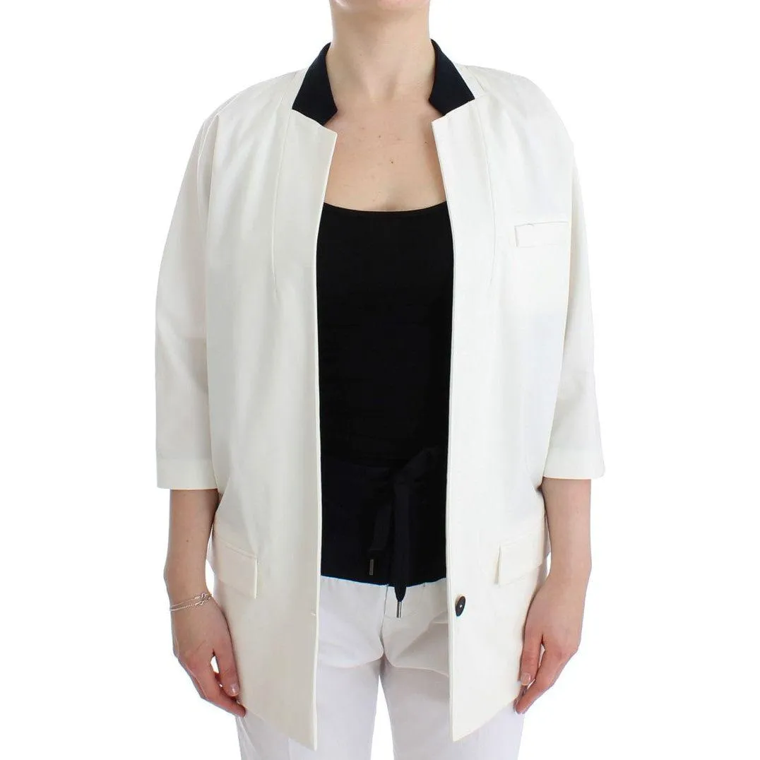 Andrea Pompilio Chic White Cotton Blend Blazer