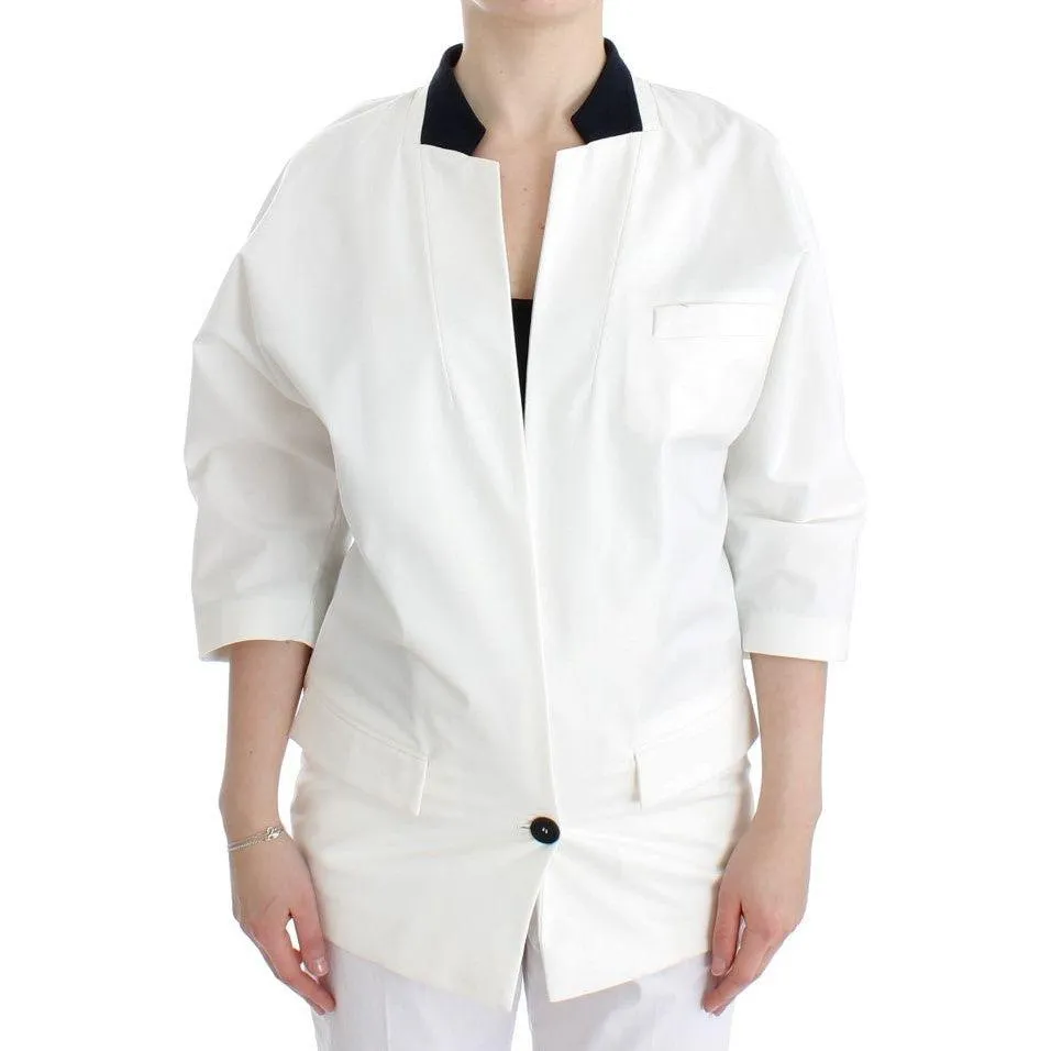 Andrea Pompilio Chic White Cotton Blend Blazer