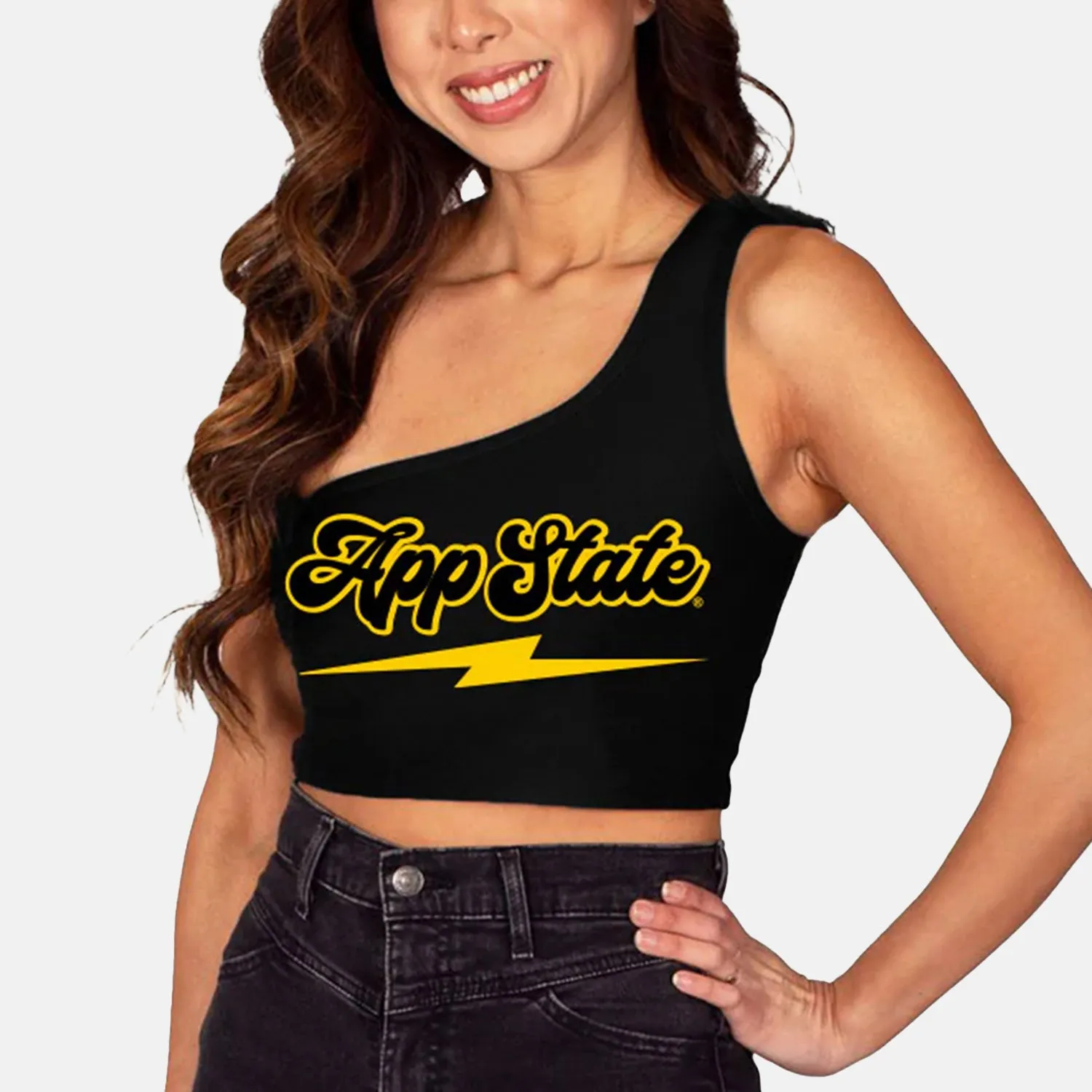 Appalachian State Black One Shoulder Top