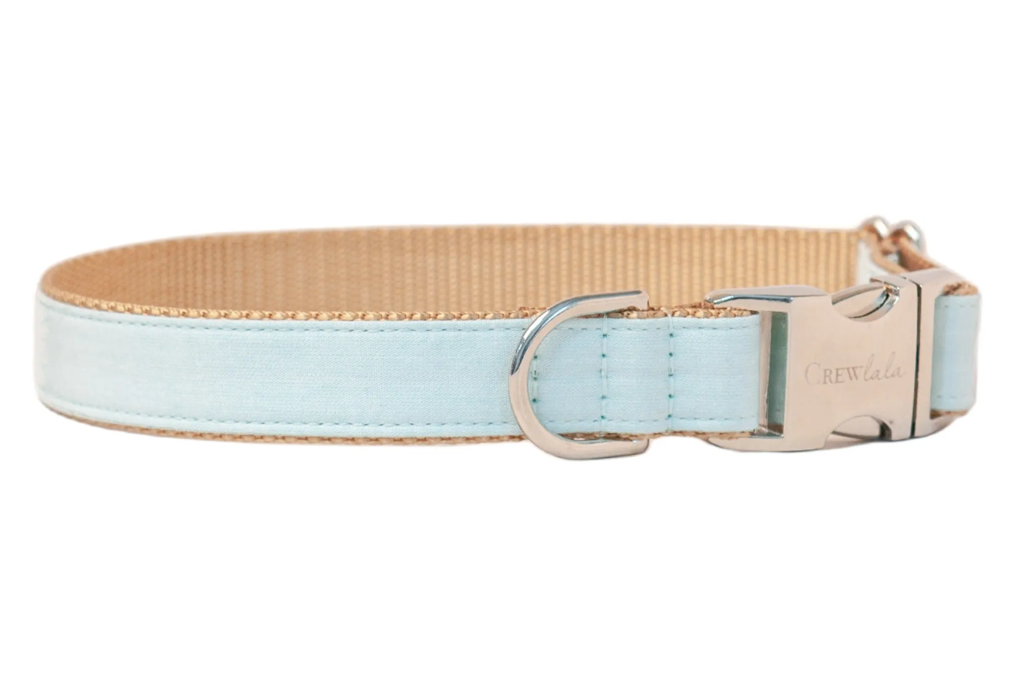 Aqua Linen Belle Bow Dog Collar