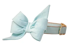 Aqua Linen Belle Bow Dog Collar