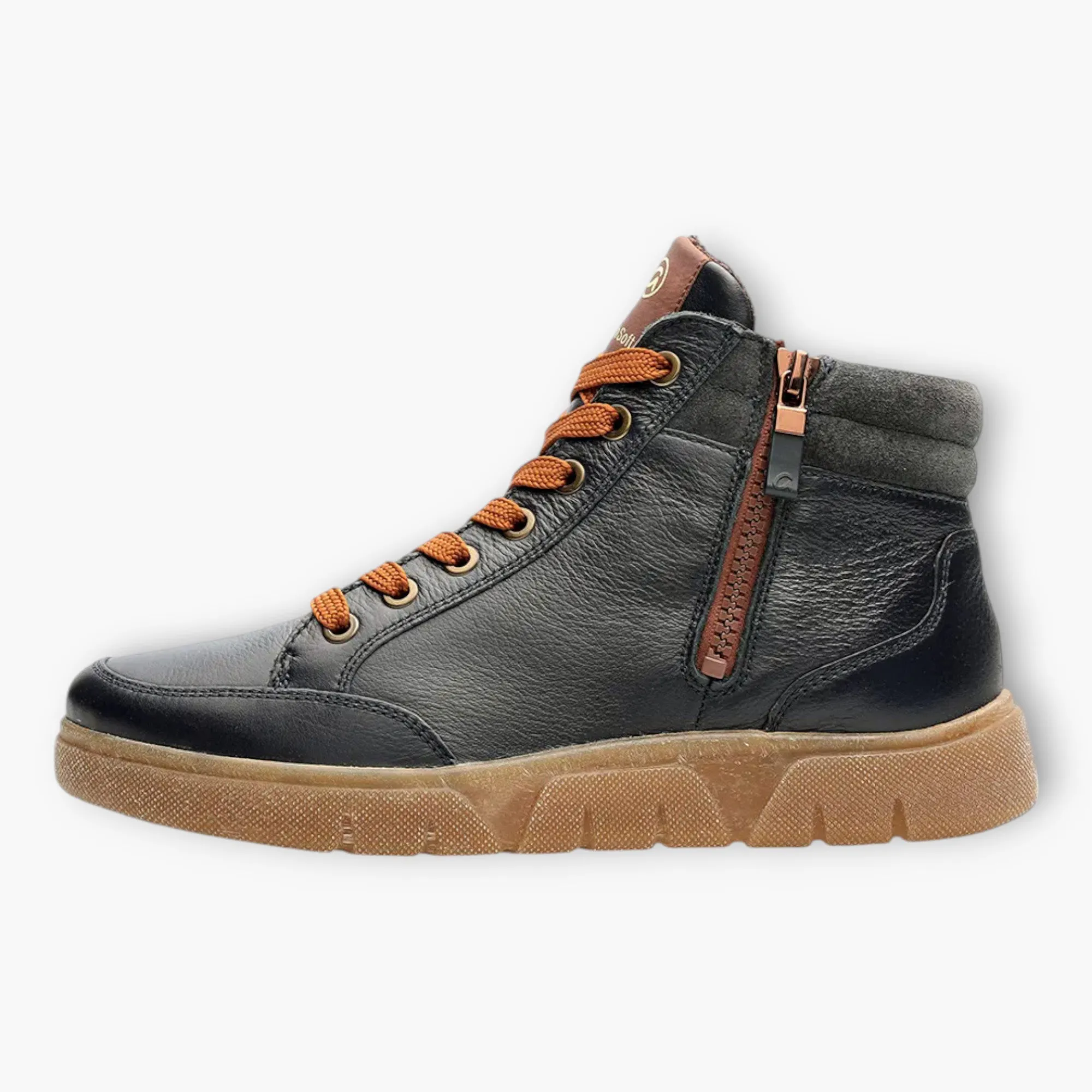 Ara Navy Ankle Boots with Orange Laces & Gum Sole - Wide Fit & Comfortable