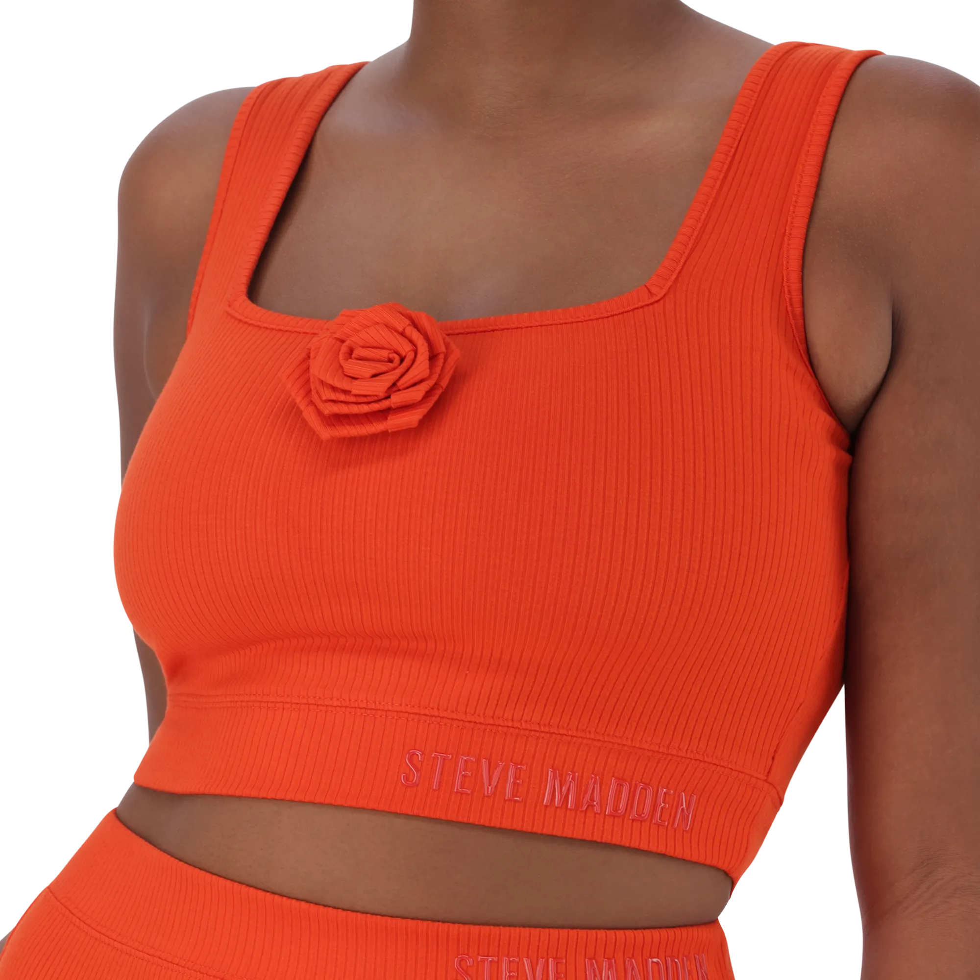 ARIANNA TANGERINE CROPPED TOP WITH ROSE