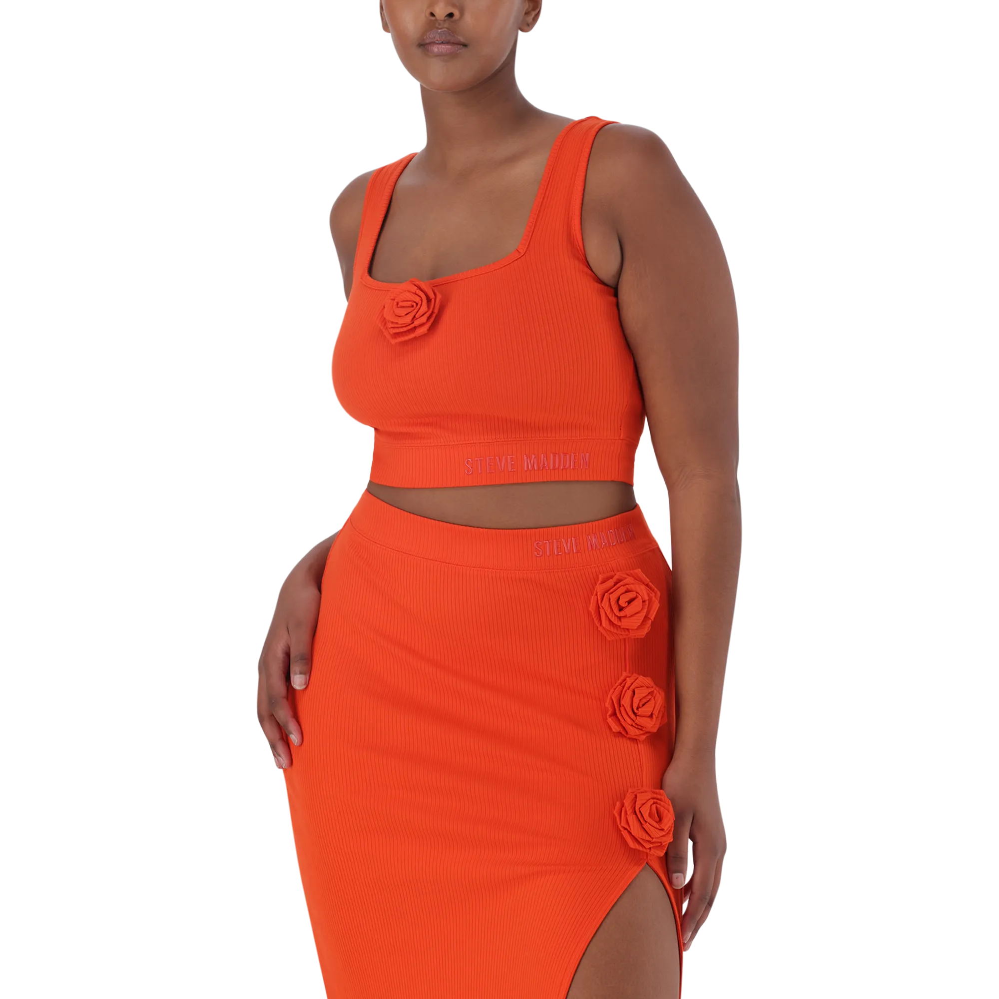 ARIANNA TANGERINE CROPPED TOP WITH ROSE