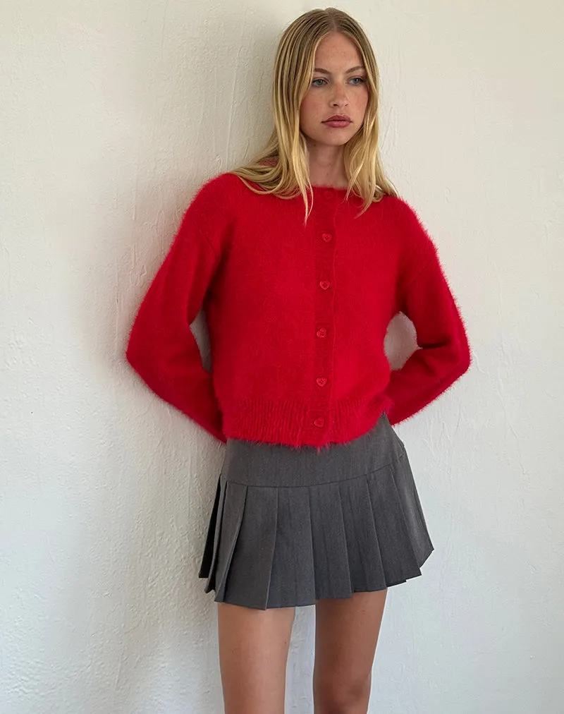 Audrina Cardigan in Fluffy Red