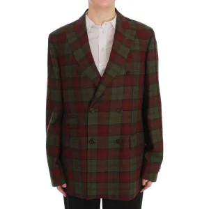 BENCIVENGA Elegant Checkered Double-Breasted Wool Blazer