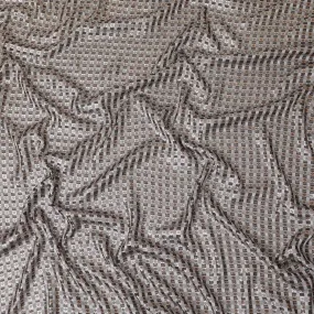 Black premium pure French (Fransawi) silk chiffon fabric with grey viscose having golden silver and copper brown metallic lurex in abstract design-D13850