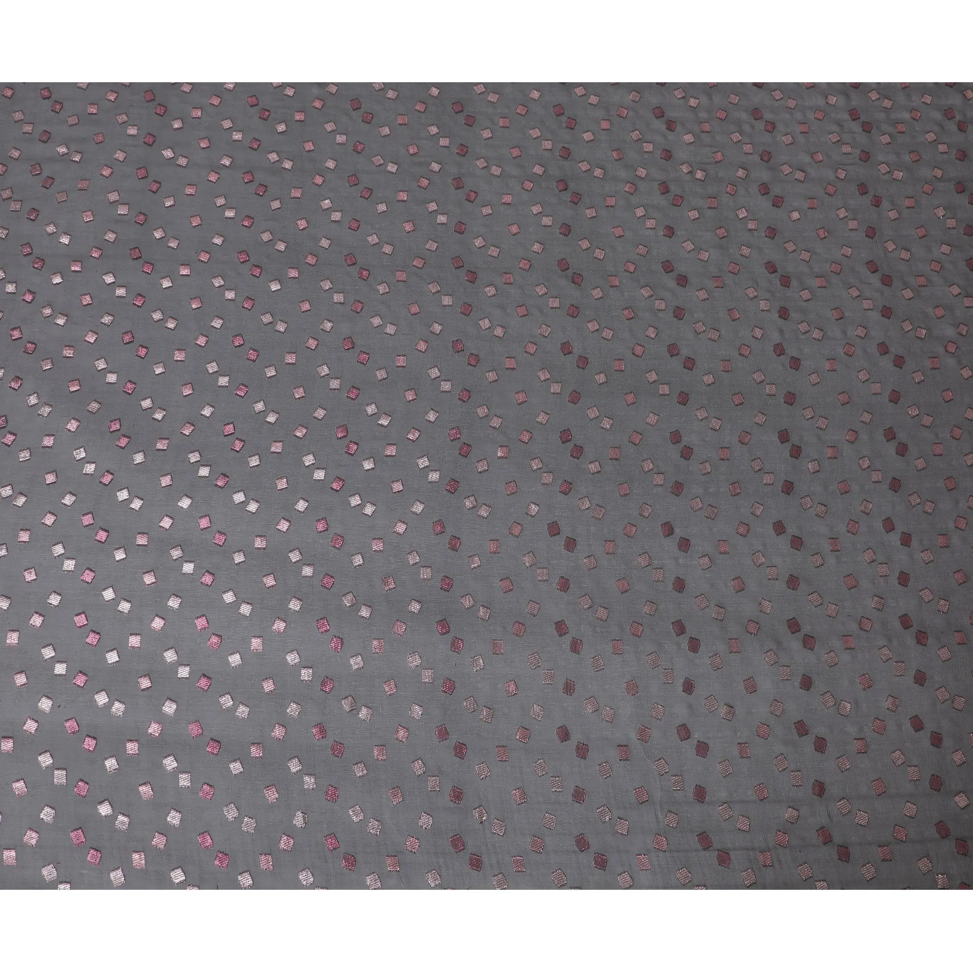 Black Premium pure French (Fransawi) silk chiffon fabric with light pink metallic lurex in geometric design-D16440