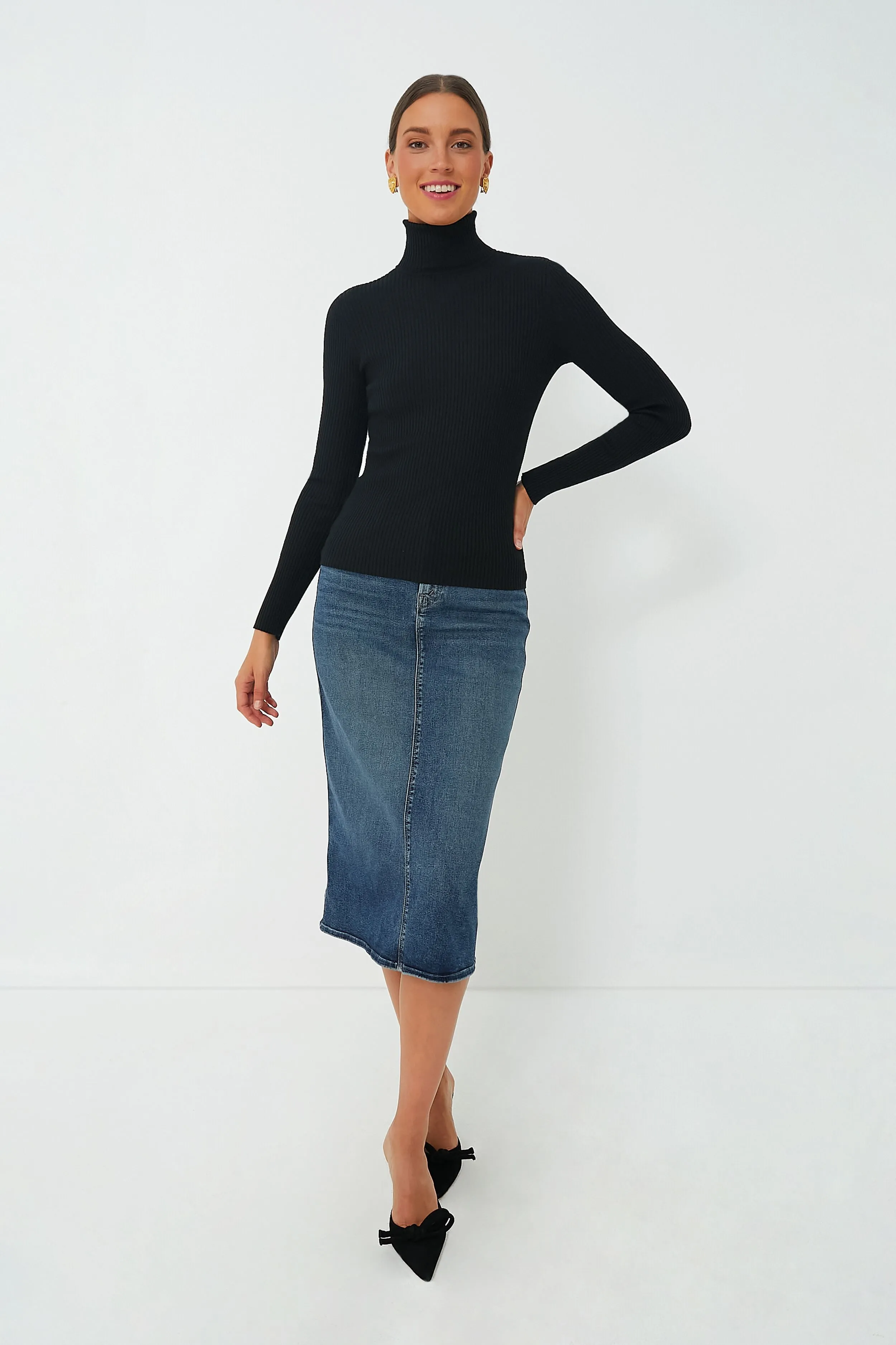 Black Sonia Ribbed Turtleneck