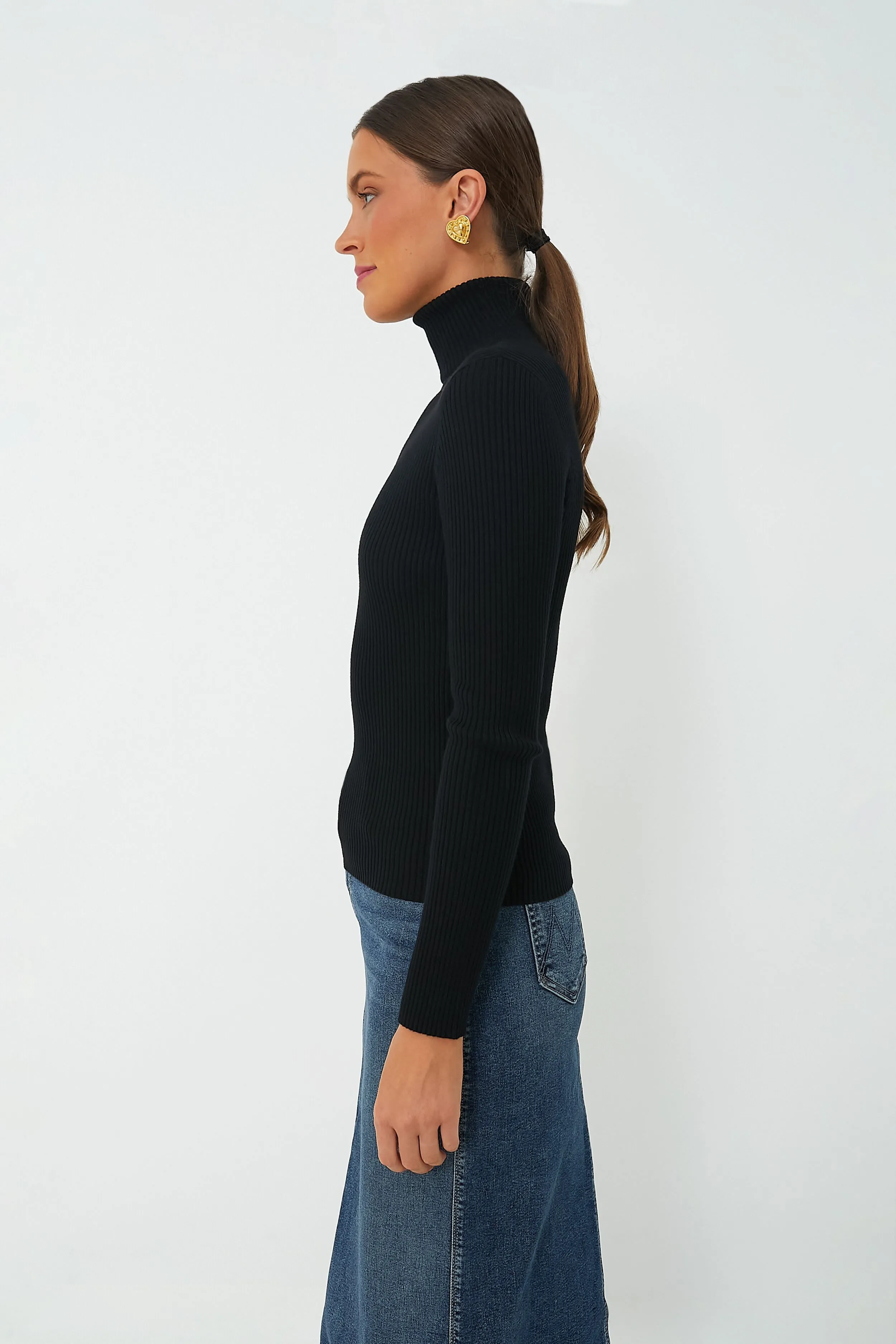 Black Sonia Ribbed Turtleneck