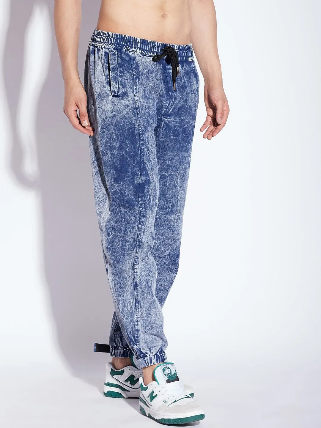 Blue Acid Wash Hooper Joggers