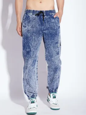 Blue Acid Wash Hooper Joggers