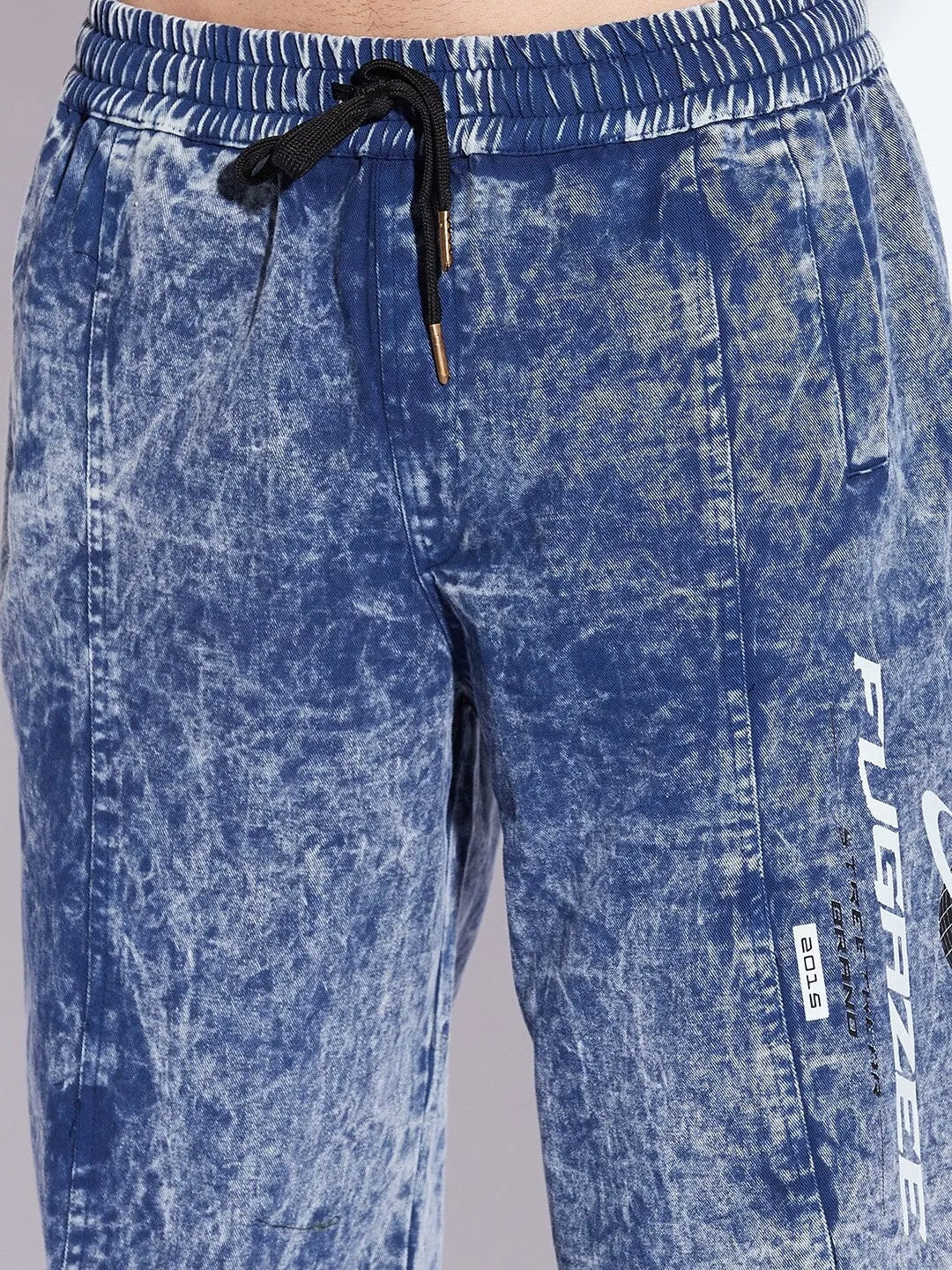 Blue Acid Wash Hooper Joggers