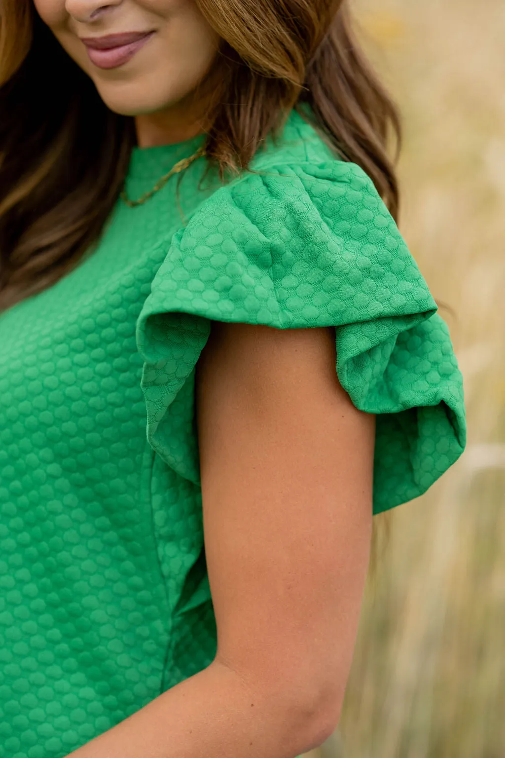 Bold Textured Flutter Sleeve Tee