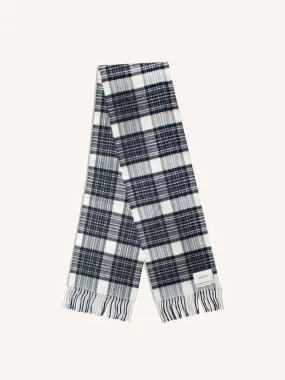 Bowhill Scarf in Black / White Check Lambswool