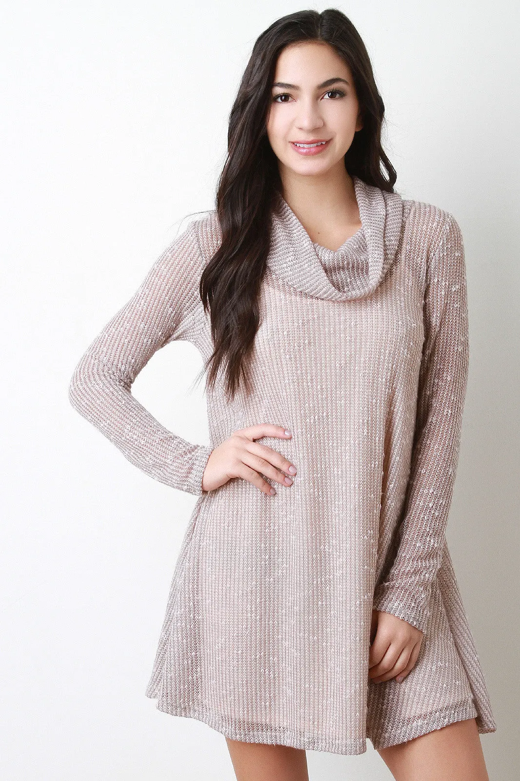 Button Back Cowl Neck Knit Dress