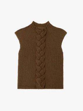 Cable-knit wool-blend vest