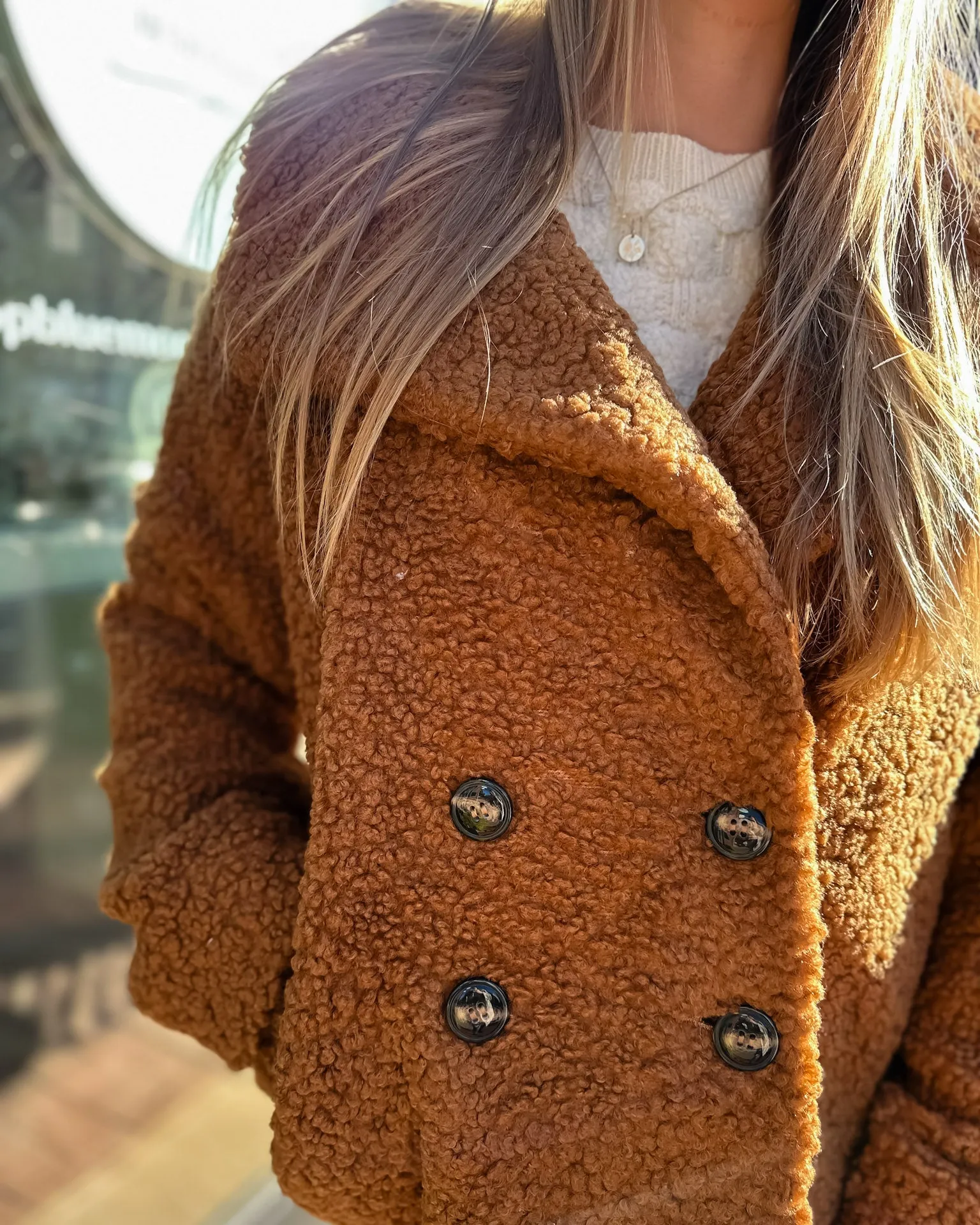 Camel Oversized Teddy Coat