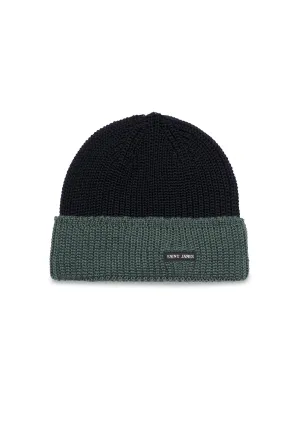 Canot Two-tone Wool Beanie - in purl knit (NAVY/VEGETAL)