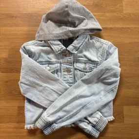 Cat & Jack Cropped Hoodie Denim Jacket - 6/6x