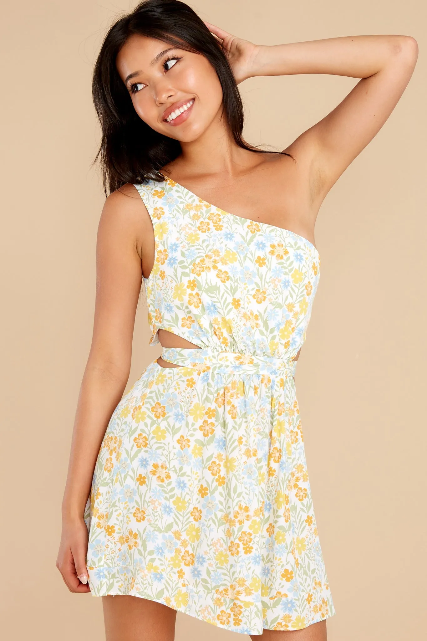 Cheer Up Buttercup Yellow Multi Floral Print Dress