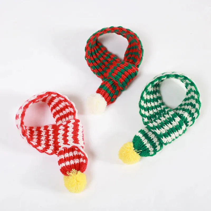 Christmas Dog Scarf Collar Winter Warm Knitted Pet Scarf New Year Pet Scarf for Small Medium Dog Teddy Chihuahua Dog Accessories