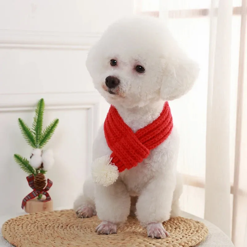 Christmas Dog Scarf Collar Winter Warm Knitted Pet Scarf New Year Pet Scarf for Small Medium Dog Teddy Chihuahua Dog Accessories