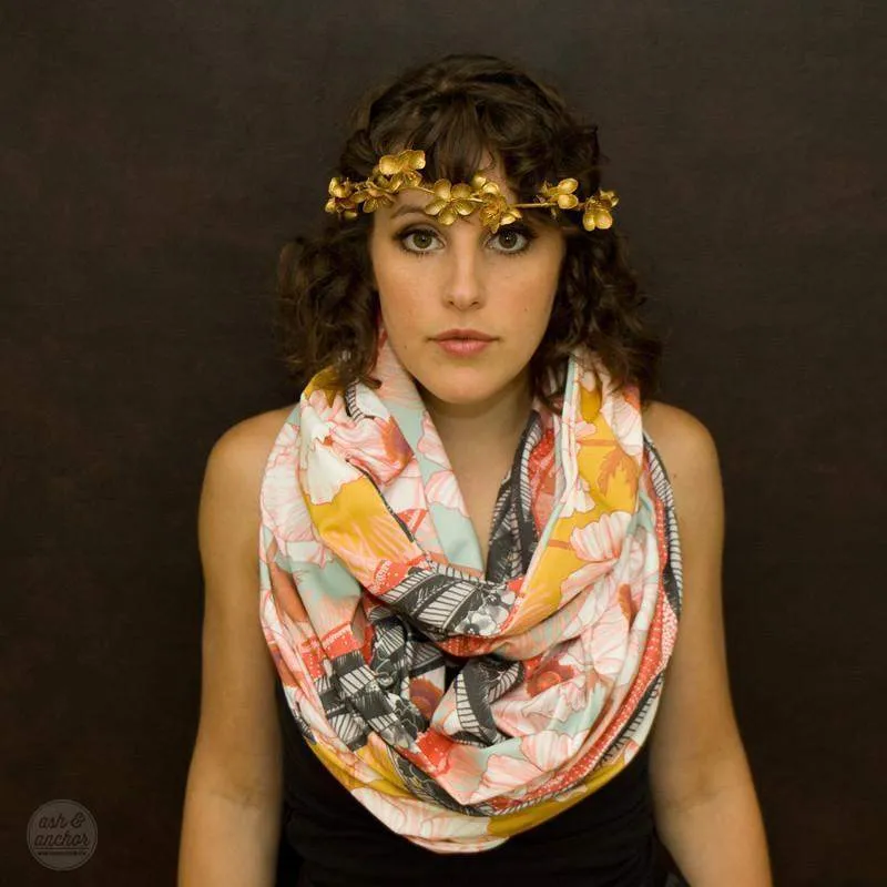 Circle Scarf / Yellow Red Orange & Black / Unisex