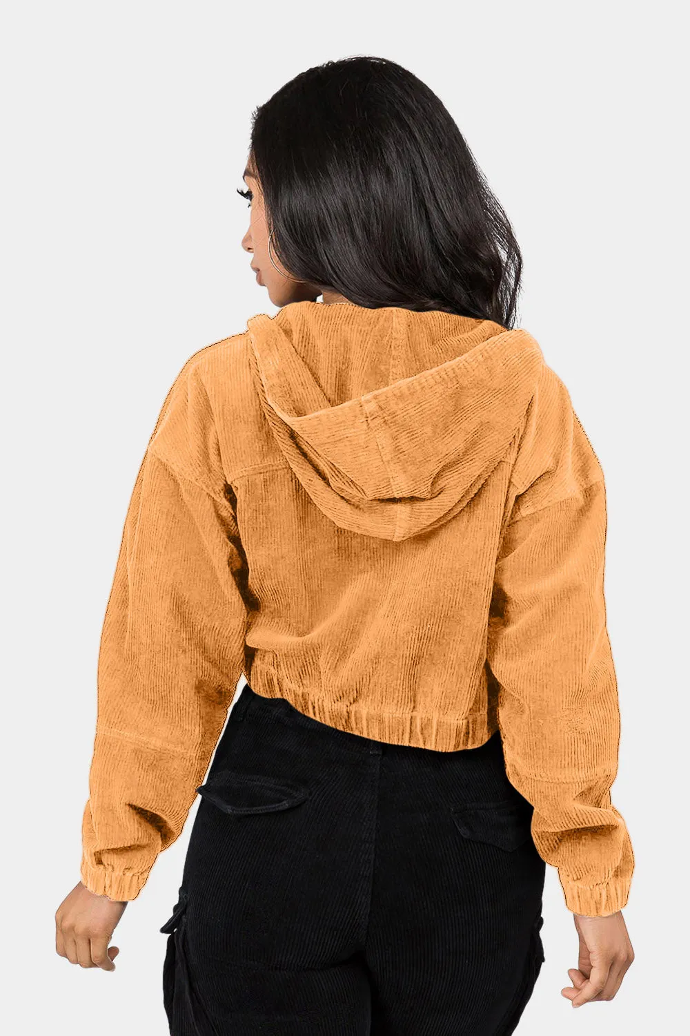 Corduroy Cropped Hoodie Jacket