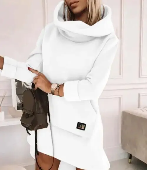 Cozy Cowl Neck Hoodie Mini Dress - Perfect for Chilly Days