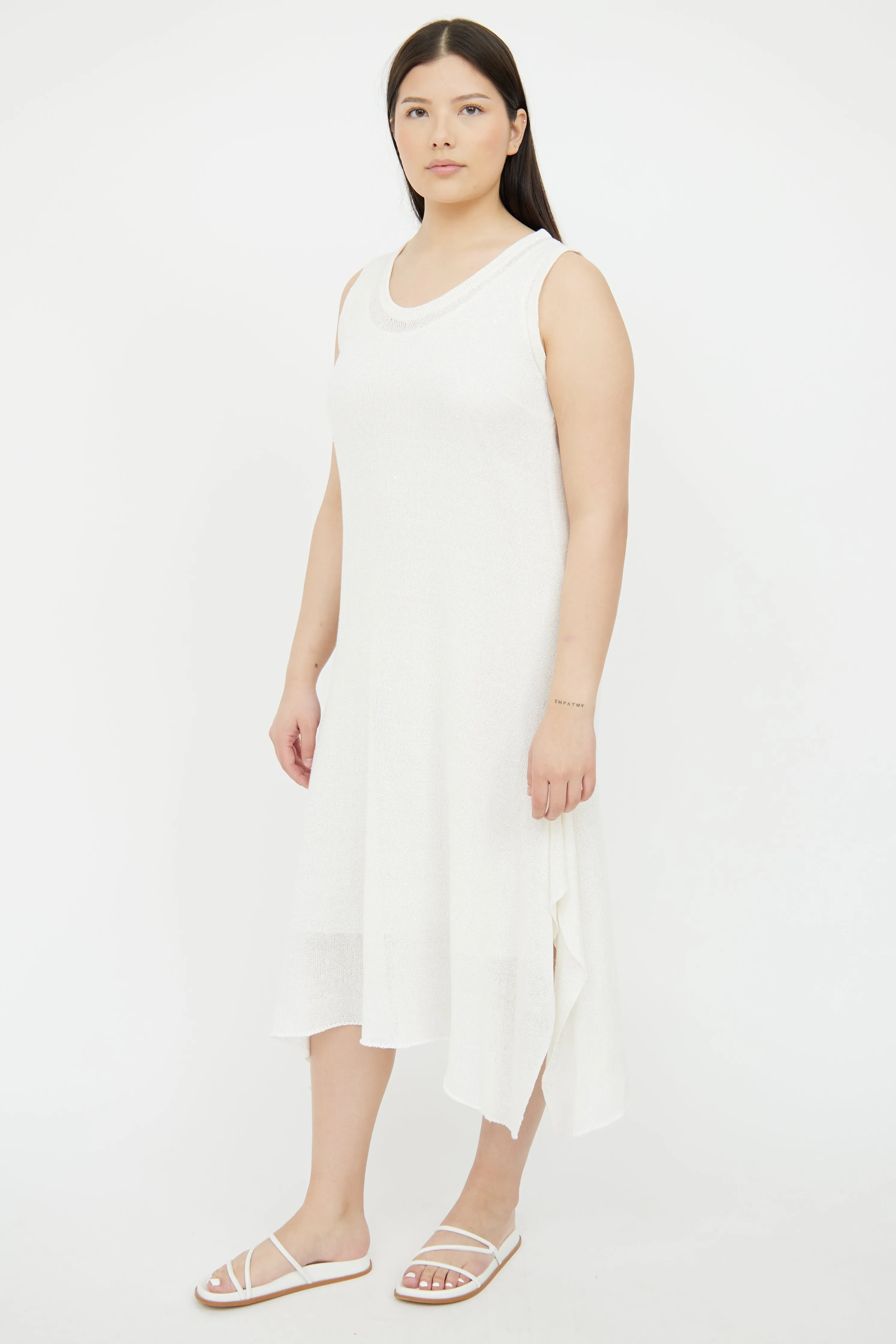 Cream Knit Sleeveless Dress