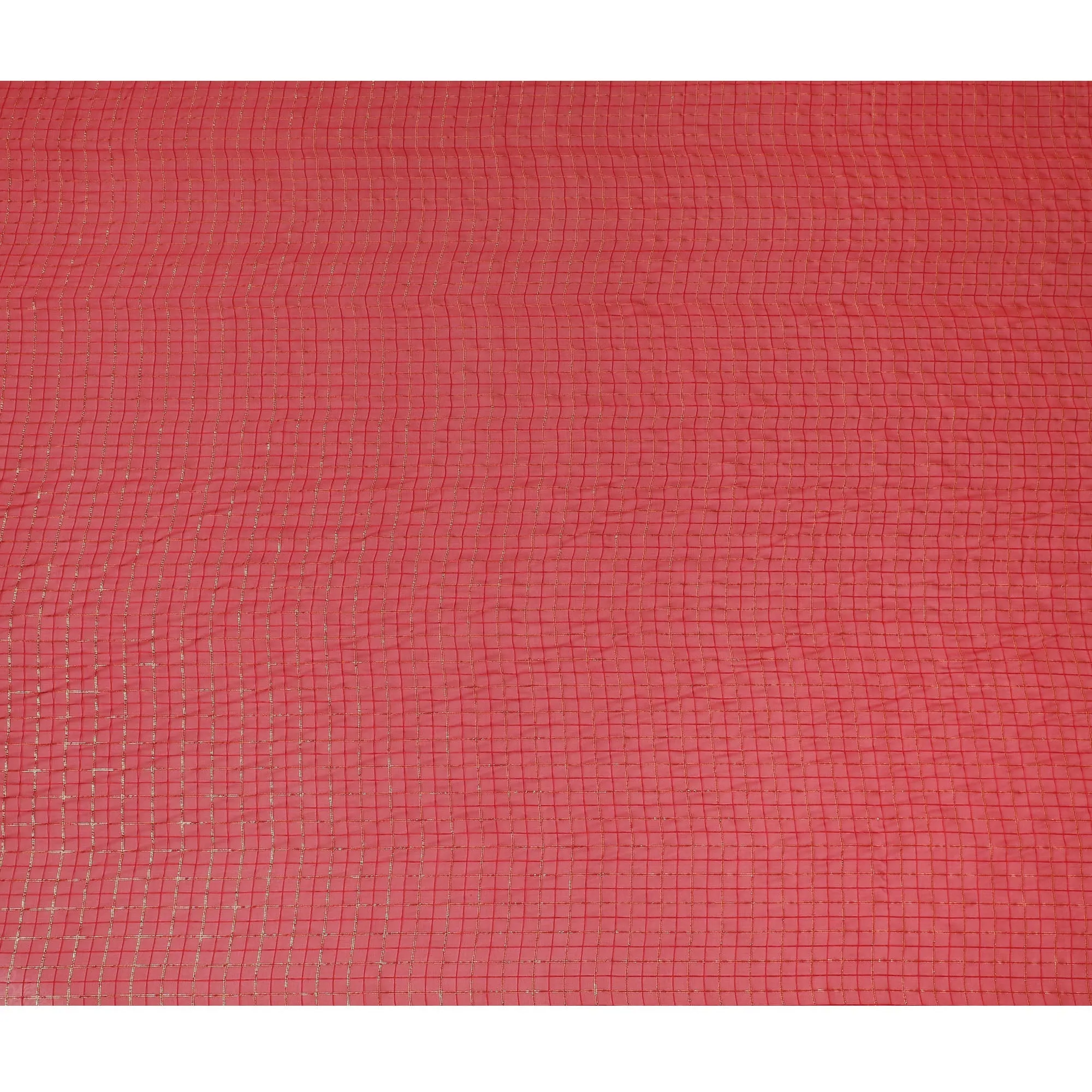 Crimson Sparkle Grid Silk Chiffon – Radiant Sheer Textile-D19033