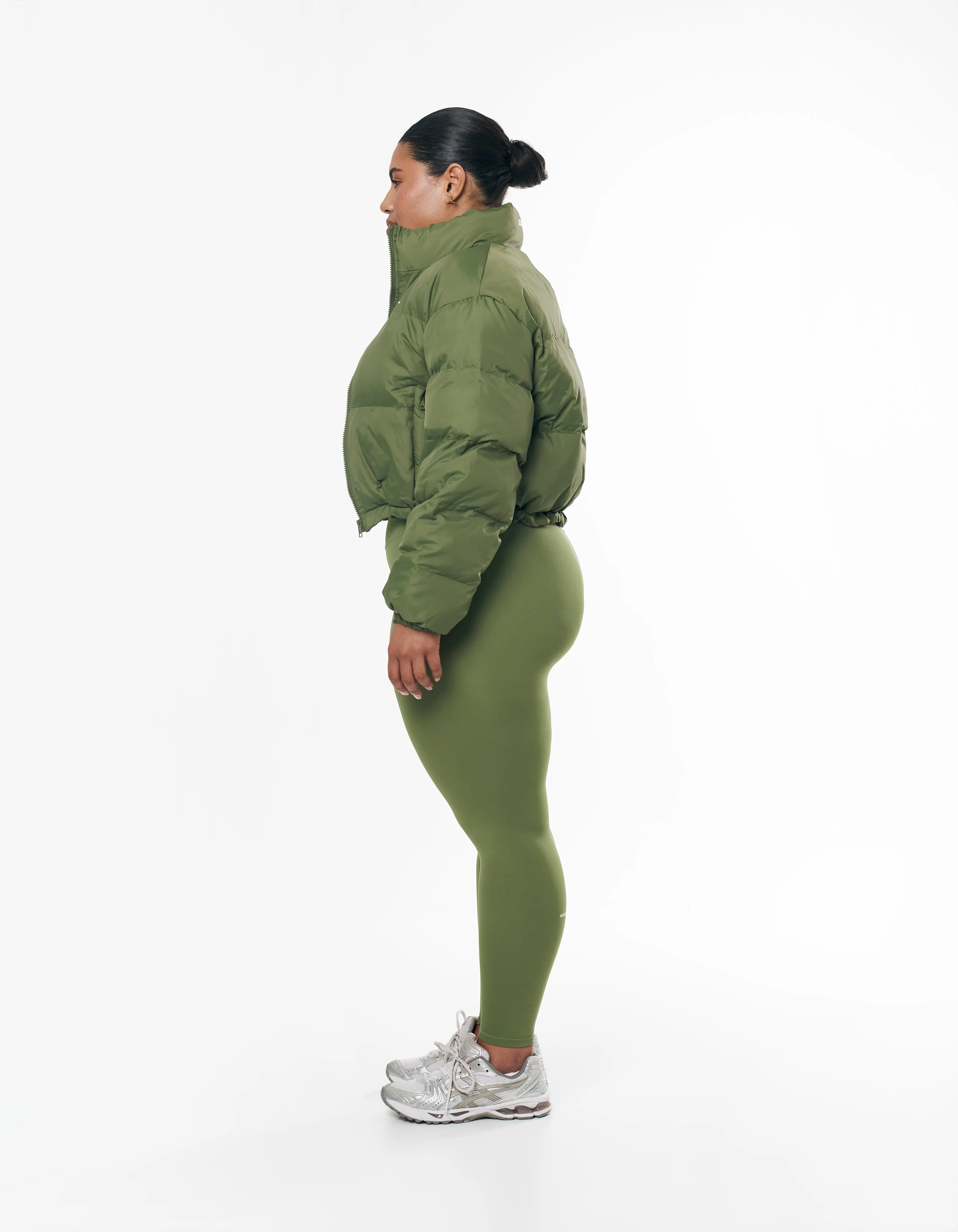 Cropped Puffer- Khaki