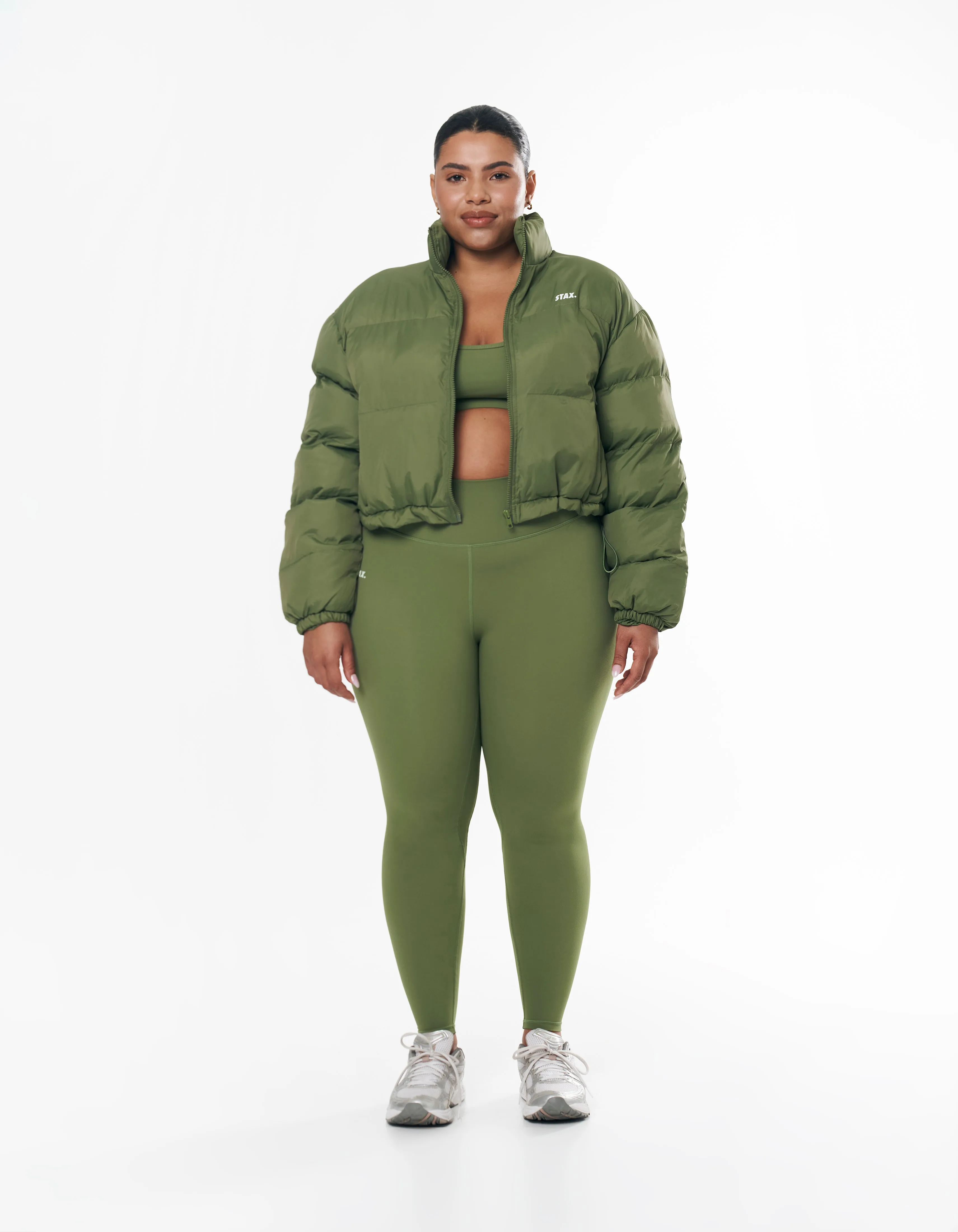 Cropped Puffer- Khaki