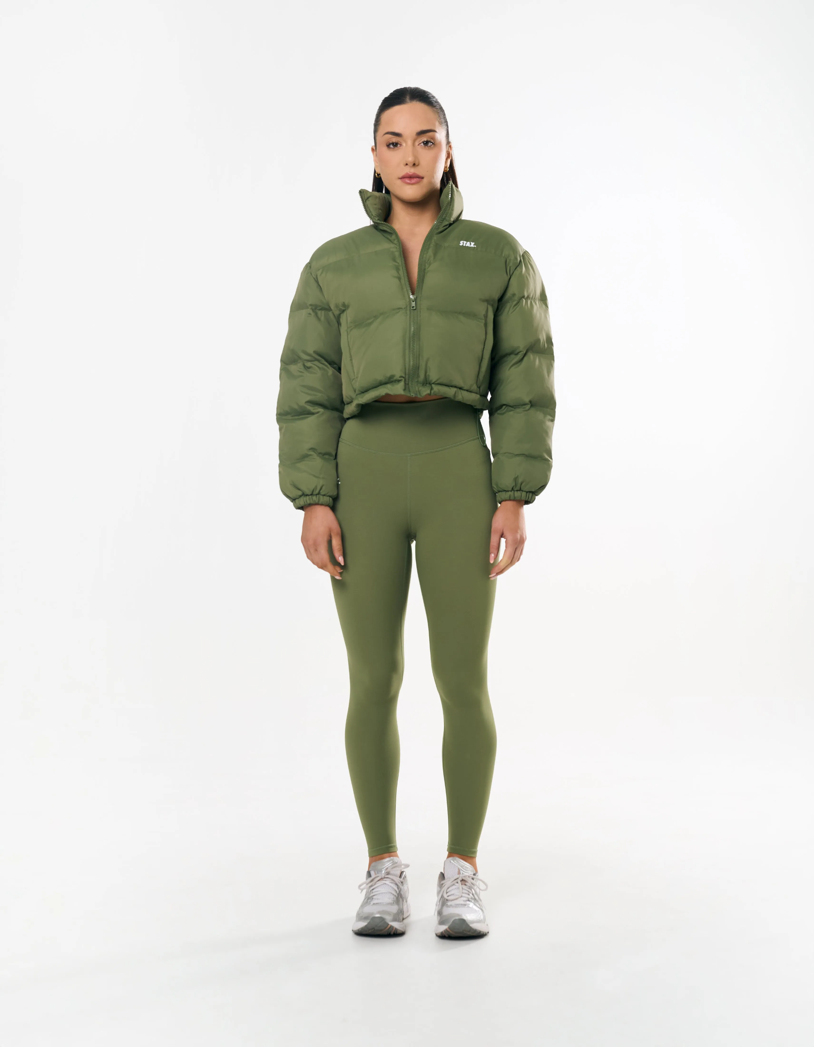 Cropped Puffer- Khaki