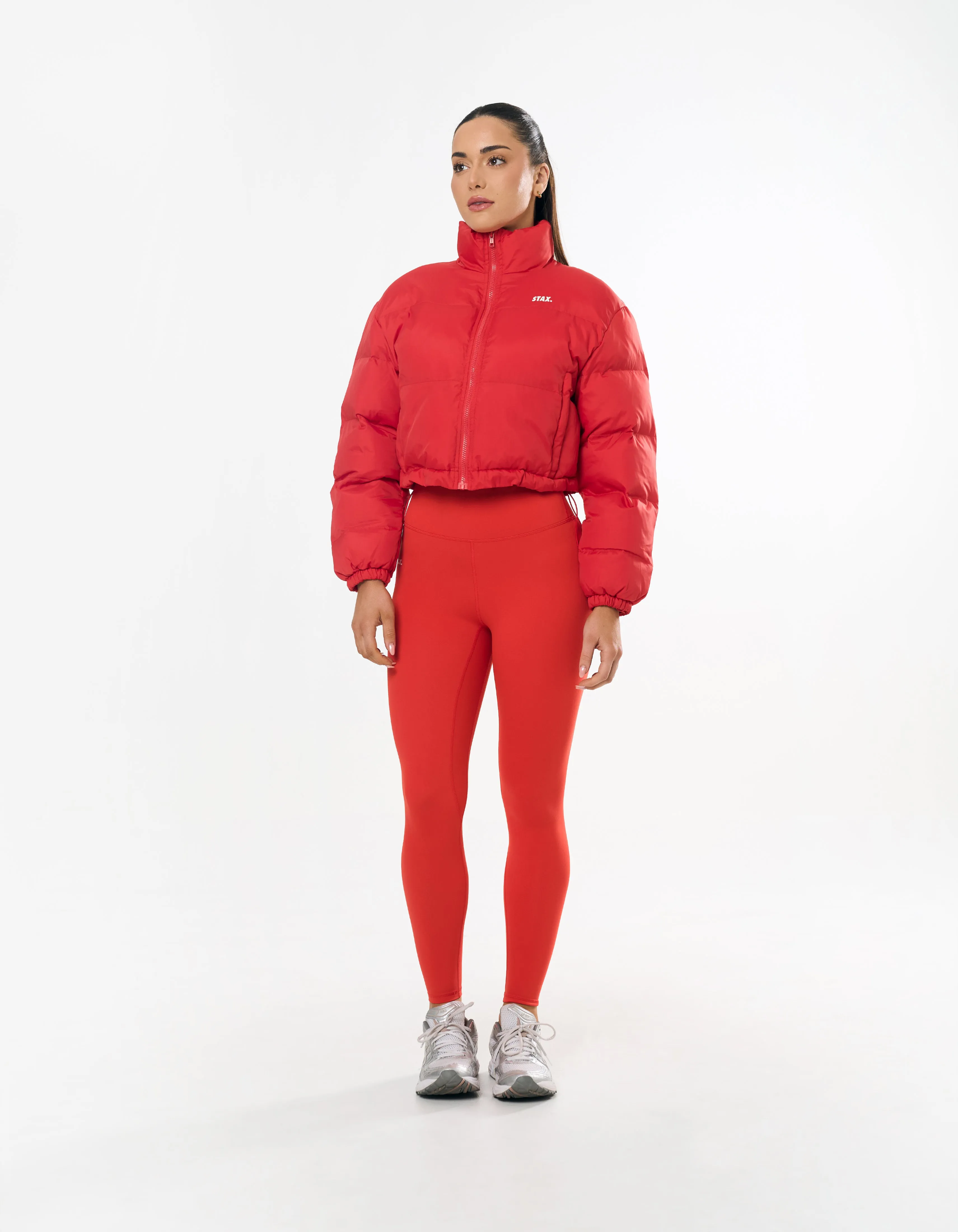 Cropped Puffer- Red