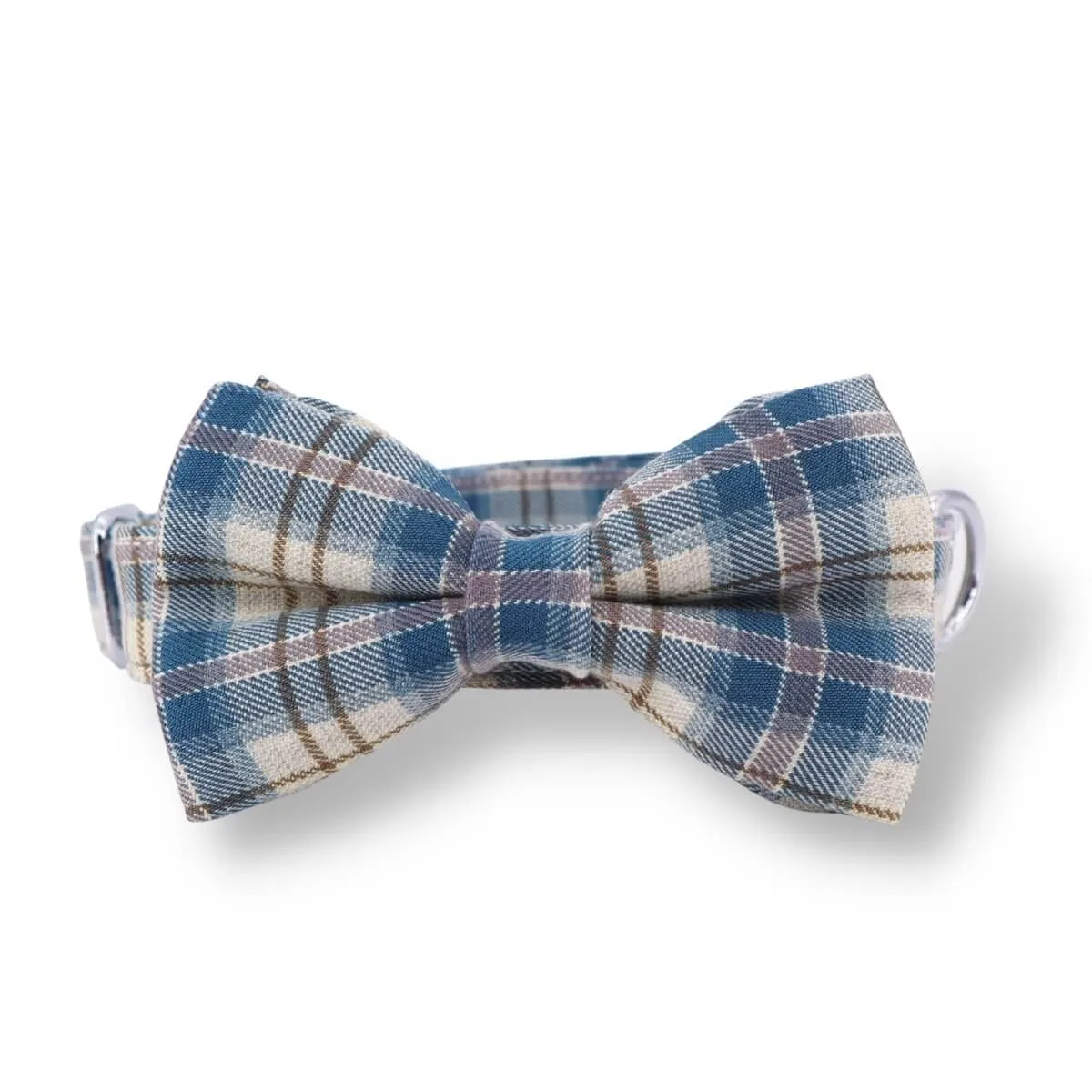 Deep Sea Plaid Bowtie Unbreakable Collar™ & Leash Set